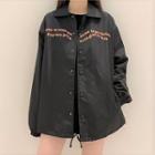 Lettering Buttoned Jacket Black - One Size