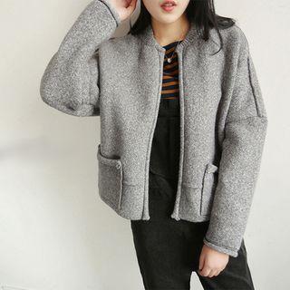 Plain Woolen Zip Jacket