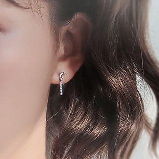 925 Sterling Silver Non-matching Rhinestone Earring 1 Pair - Sterling Silver - As Shown In Figure - One Size