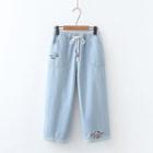 Cow Embroidered Straight Leg Jeans