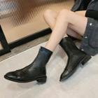 Square-toe Zip-up Short Boots
