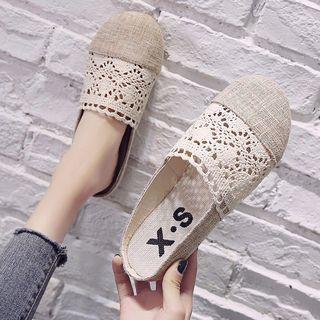 Perforated Lace Paneled Mules