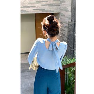 Long-sleeve Halter Blouse