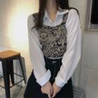 Plain Shirt / Pattern Camisole Top