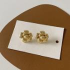 3d Floral Ear Stud 1 Pair - Gold - One Size