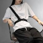 Plain Round Neck Short Sleeve T-shirt / Suspender