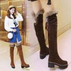 Faux Fur Trim Chunky-heel Over-the-knee Boots