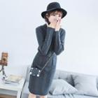 Turtleneck Cable-knit Sweater Dress