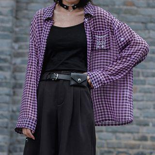 Pocket-front Check Long-sleeve Shirt