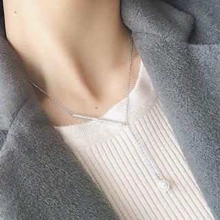 Sterling Silver Y Necklace L029 - Silver - One Size