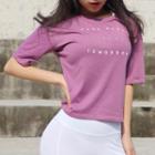Short-sleeve Lettering Sports Cropped T-shirt