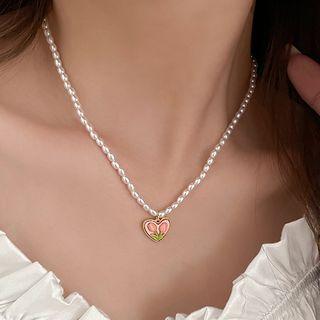 Heart Flower Pendant Alloy Necklace