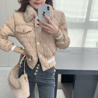 Fluffy Panel Padded Jacket