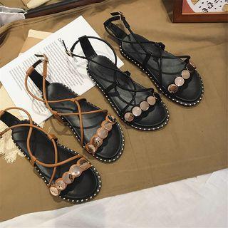 Disc Accent Criss-cross Sandals