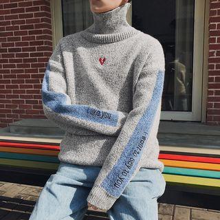 Contrast-trim Embroidered Sweater