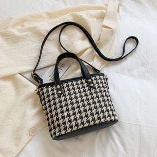 Houndstooth Mini Tote Bag Khaki - One Size