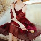 Cold Shoulder 3/4-sleeve Tie-waist A-line Dress