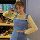 Long-sleeve Sheer T-shirt / Corduroy Tank Top / A-line Mini Skirt