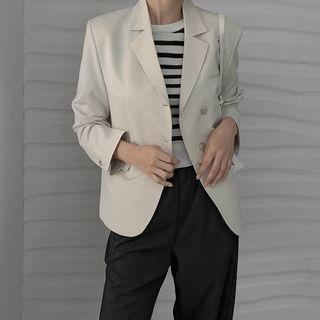 Notch-lapel Diagonal-button Blazer