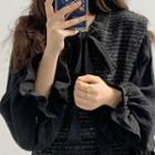 Tweed Vest / Lace-up Shirt / A-line Skirt / Set