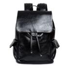 Faux-leather Drawstring Backpack Black - One Size