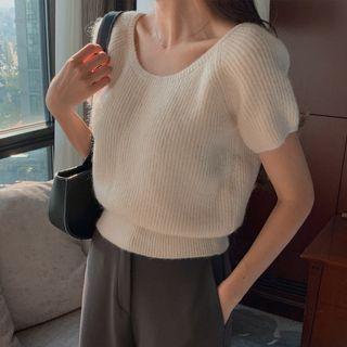 Short-sleeve Mohair Blend Sweater