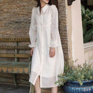 Set: Frill Trim Shirtdress + Slipdress