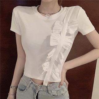 Ruffled Short-sleeve Crop Top