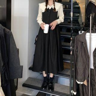 Peter Pan Collar Blouse / V-neck Sleeveless Dress