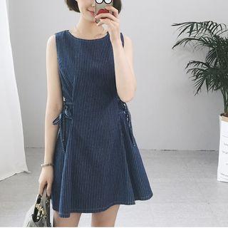 Pinstriped Denim Tank Dress