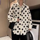 Set: Long-sleeve Dotted Shirt + Tie