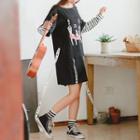Mock Two-piece Printed Long-sleeve T-shirt