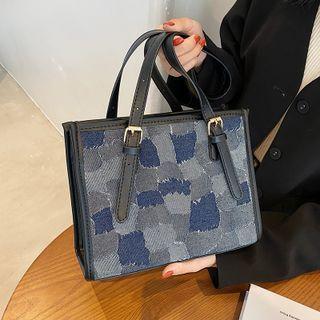 Denim Panel Shoulder Bag Blue - One Size