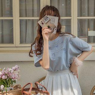 Batwing-sleeve Embroidered Top