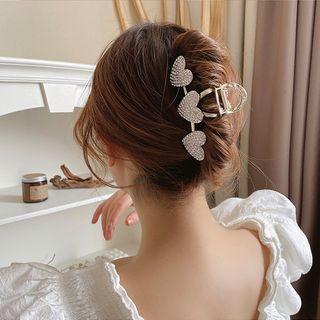Heart Faux Pearl / Rhinestone Alloy Hair Clamp