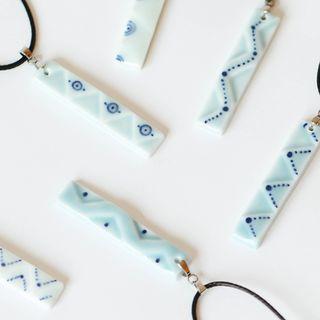 Patterned Ceramic Necklace Necklace