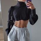 Mock-neck Long Sleeve Crop Sweatshirt