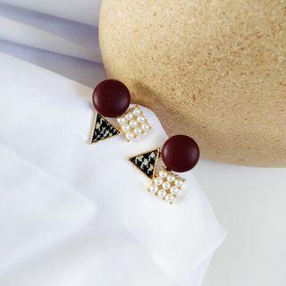 Geometric Faux Pearl Earring / Clip-on Earring