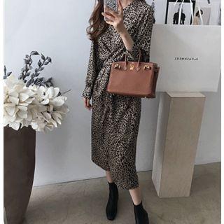 Draped-detail Leopard Dress One Size