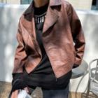 Faux-leather Zip Cropped Jacket