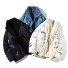 Reversible Graphic Print Fleece Zip Jacket