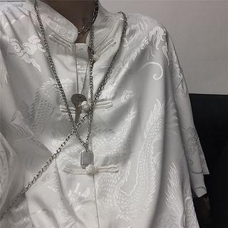 Couple Matching Frog-button Elbow-sleeve Top