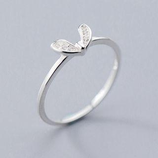 925 Sterling Silver Rhinestone Rabbit Ear Ring