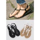 Studded-detail T-strap Sandals