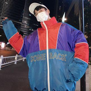 Color Panel Zip Padded Jacket