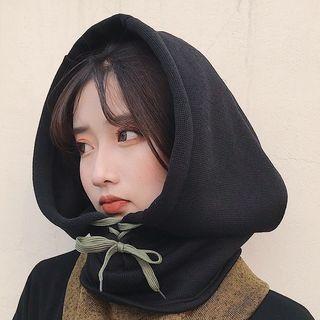 Color Block Neck Warmer With Hood