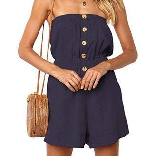Strapless Button Wide-leg Playsuit