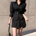 Long Sleeve Waist Detail Polo Dress