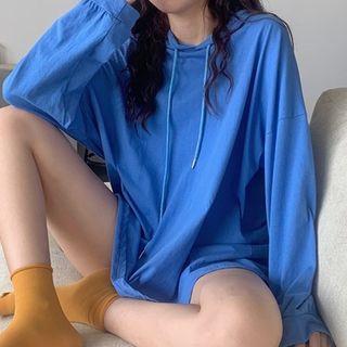 Hooded Long-sleeve Oversize T-shirt