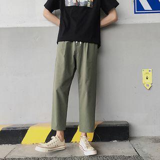 Drawstring Cropped Straight-fit Pants